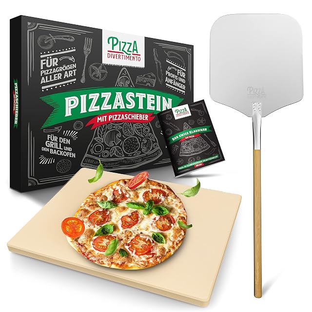 Pietra refrattaria Pizza Divertimento con pala di legno