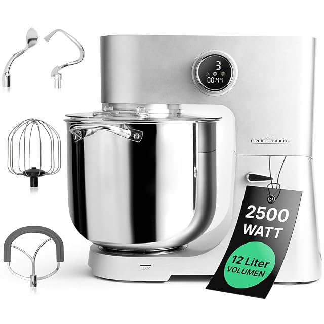 Impastatrice planetaria ProfiCook PC-KM 1254 color titanio con ciotola da 12 litri