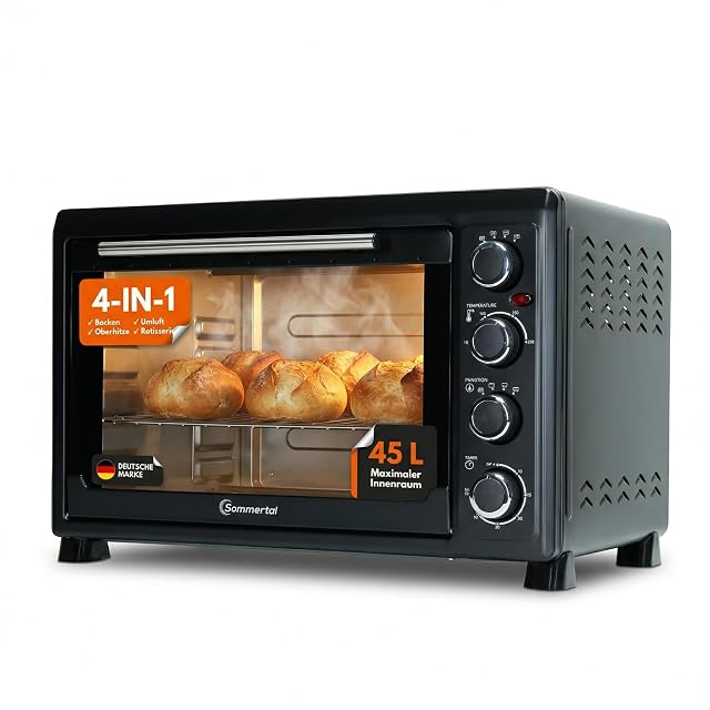 Forno da tavolo Sommertal da 45 litri con girarrosto e luce interna